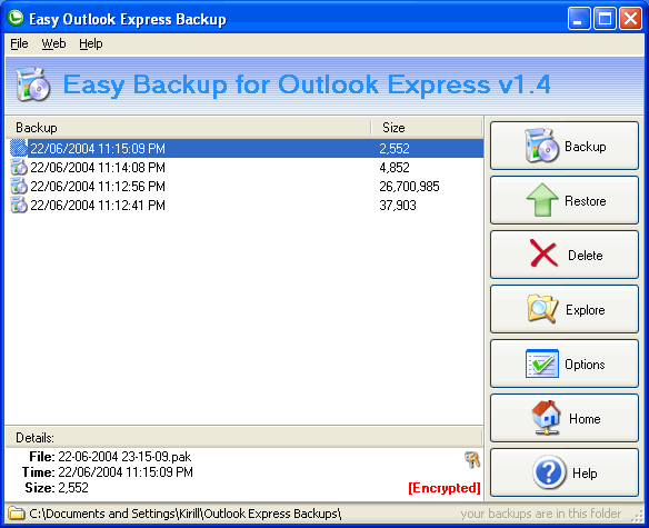 Backup for Outlook Express