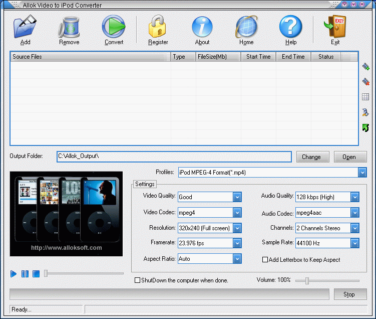 Allok Video to iPod Converter