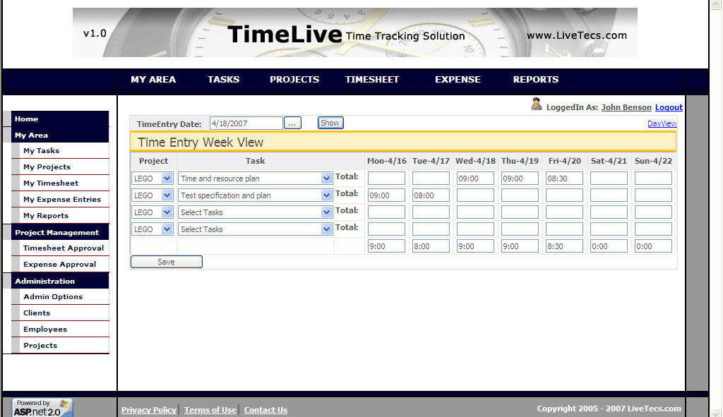 TimeLive Time Management