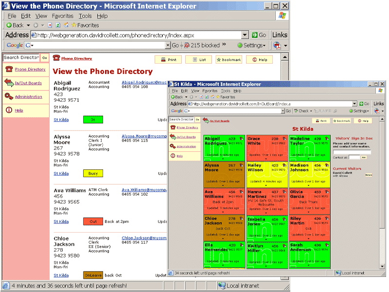 Phone Directory and In Out Board