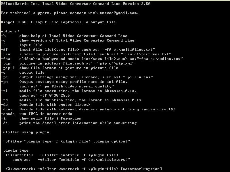 E.M. Total Video Converter Command Line