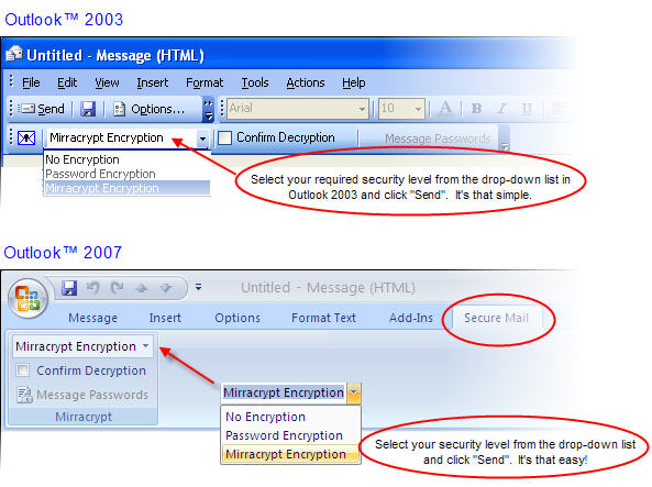 Mirracrypt Encryption for Outlook