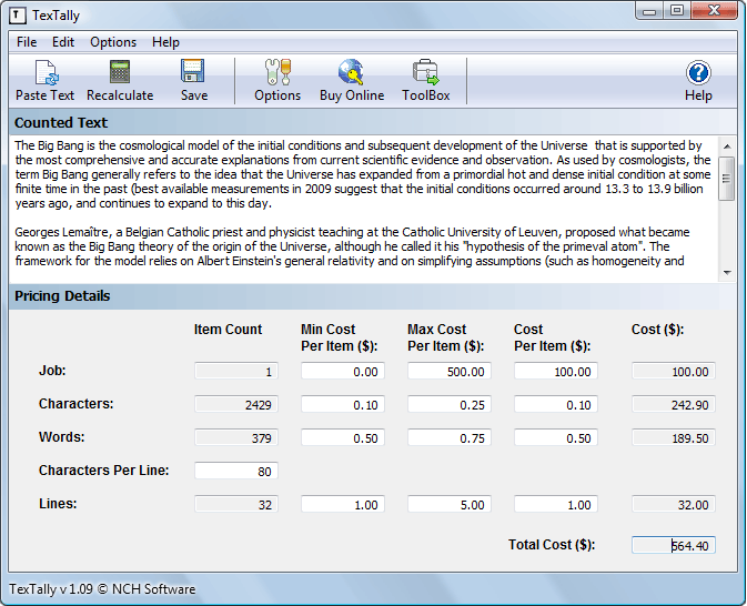 TexTally Professional Typing Counter