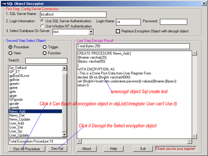 SQL Object Decrypt