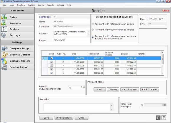 Purchase Order Invoice