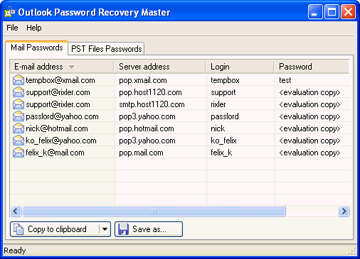 Outlook Password Recovery Master