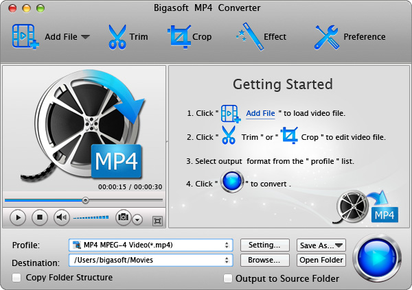 Bigasoft MP4 Converter for Mac