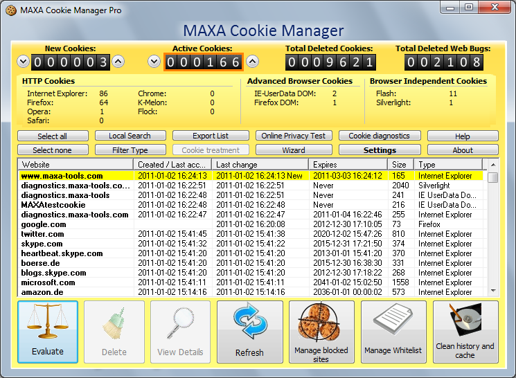 MAXA Cookie Manager