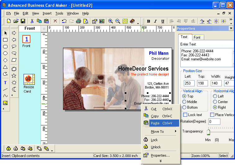 Advanced Business Card Maker