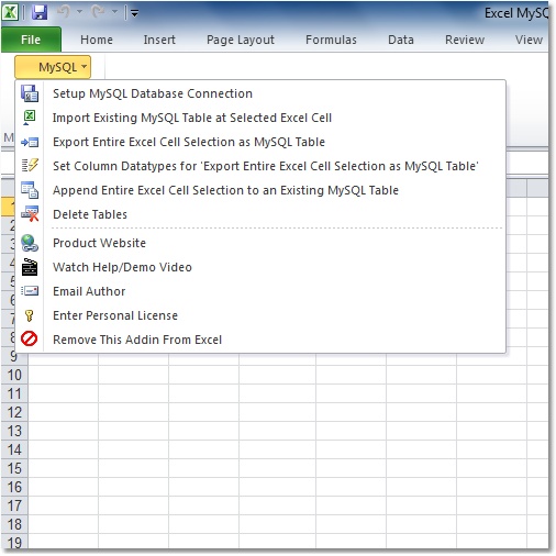 Excel MySQL Import, Export & Convert Software