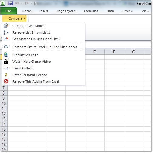 Excel Compare Data in Two Tables Software