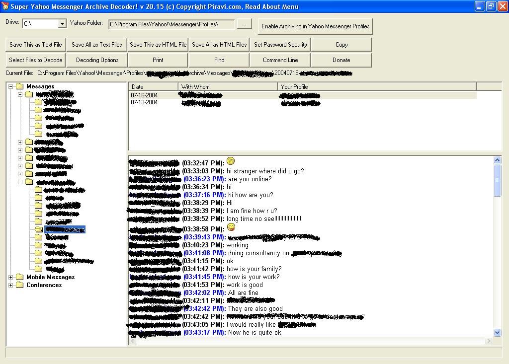 Super Yahoo Messenger Archive Decoder