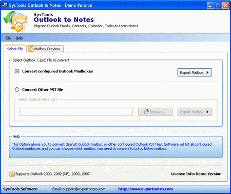 SysTools Outlook to Notes