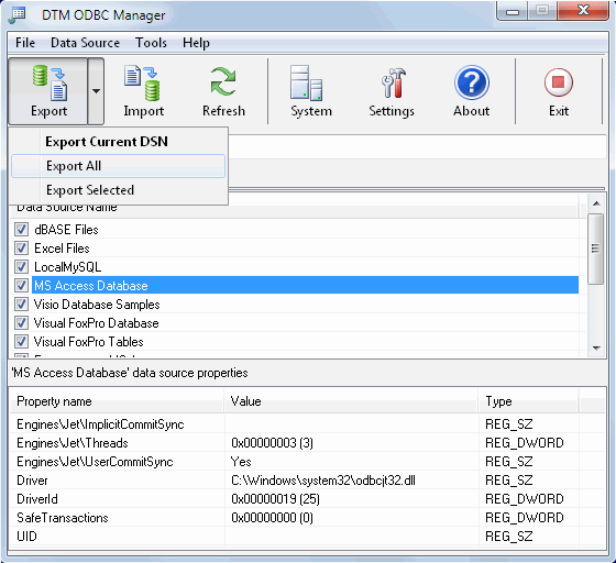 DTM ODBC Manager