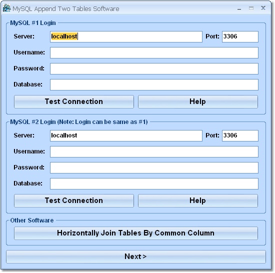 MySQL Append Two Tables Software