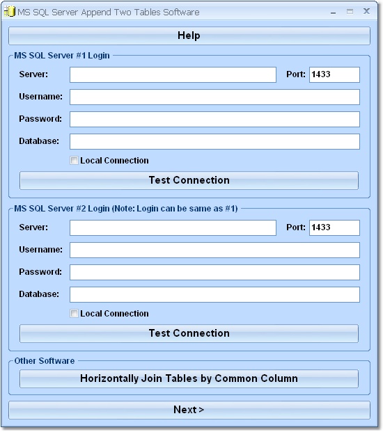 MS SQL Server Append Two Tables Software