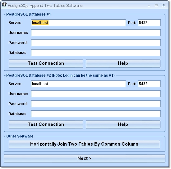 PostgreSQL Append Two Tables Software