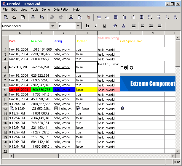 JDataGrid Spreadsheet Edition