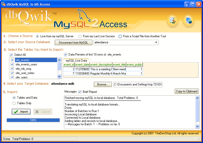 dbQwikMySQL2Access