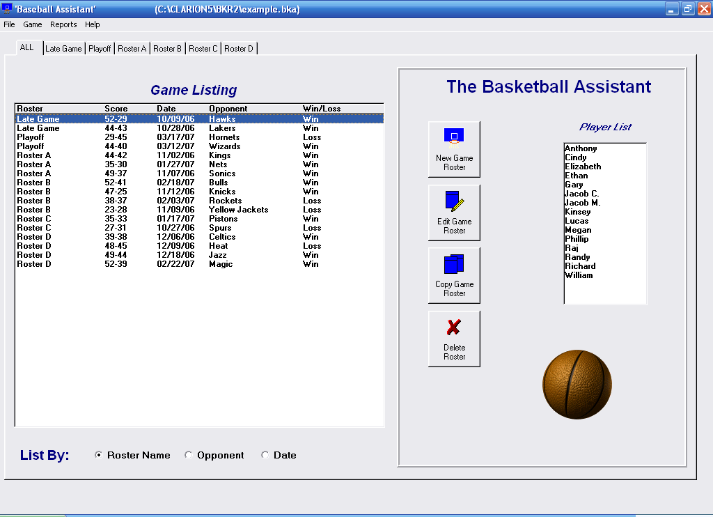 Basketball Roster Organizer