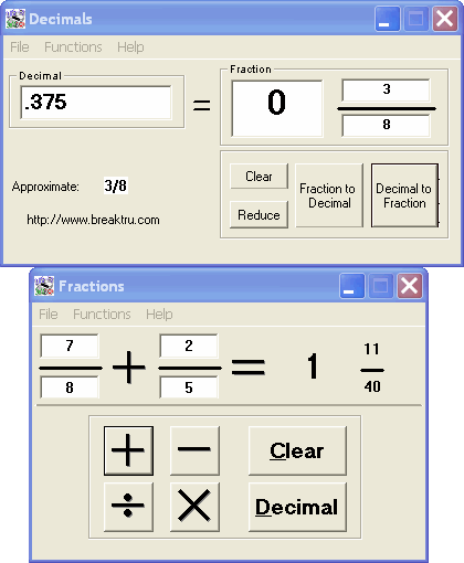 BREAKTRU FRACTIONS N DECIMALS