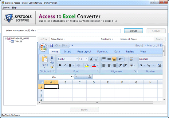 Conversion tool For MDB to XLS