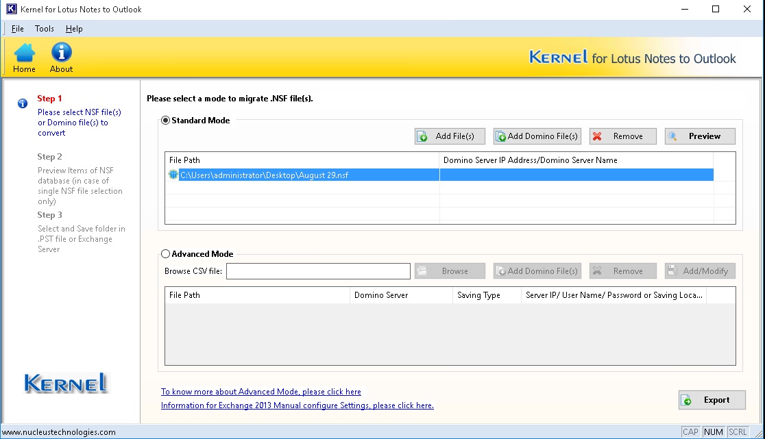 Lotus Notes NSF to PST 2013