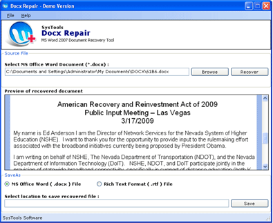 Word 2010 Recovery Software