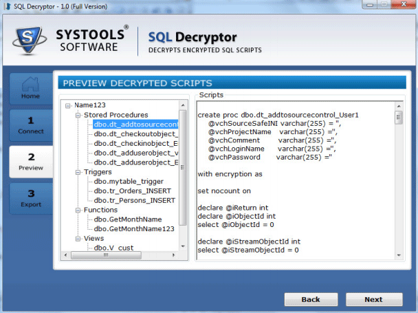 SQL Decryptor Stored Procedures