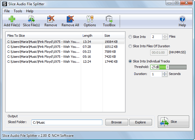 Slice Audio File Splitter