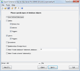 Export Schema to SQL for SQL Server