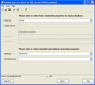 Publish Query to Word for SQL Server