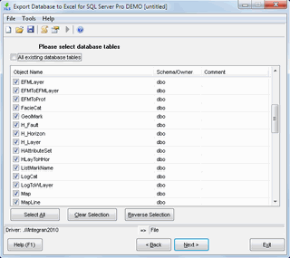 Export Database to Excel for SQL server