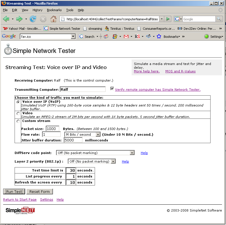 Simple Network Tester