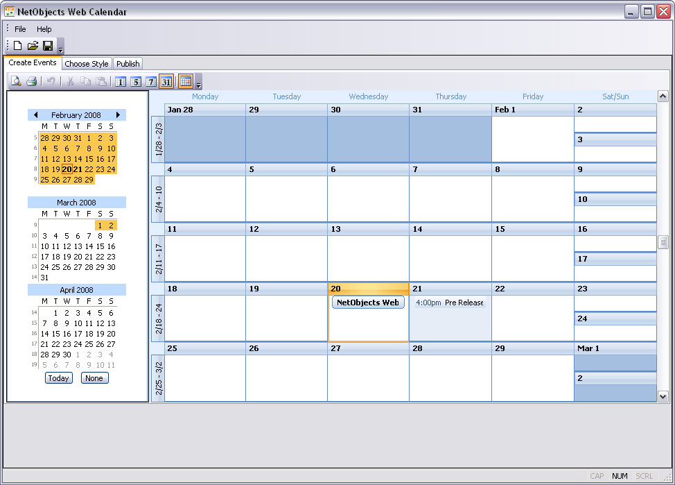 NetObjects Web Calendar