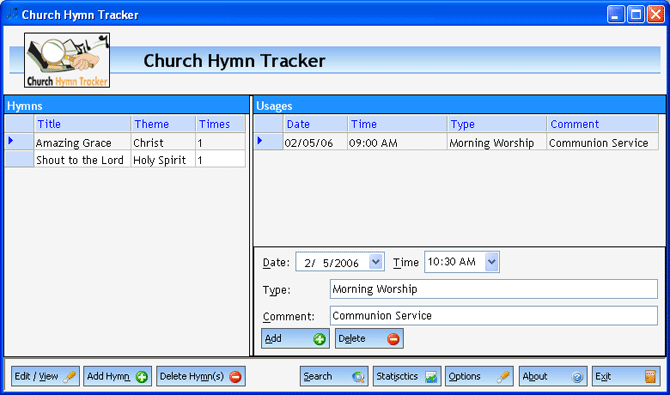 Church Hymn Tracker
