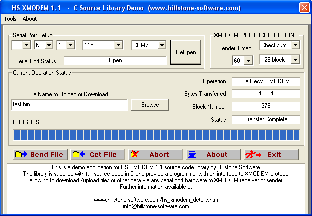 HS XMODEM C Source Library